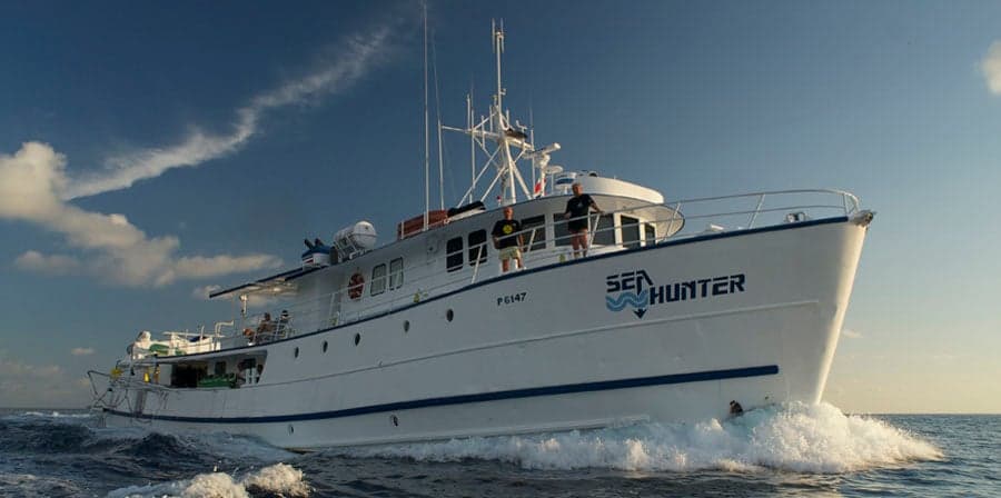 Sea Hunter pairs technical capability with high-comfort diving at Cocos Island. Its twin zodiacs, camera stations, and experienced crew make it ideal for pelagic seekers