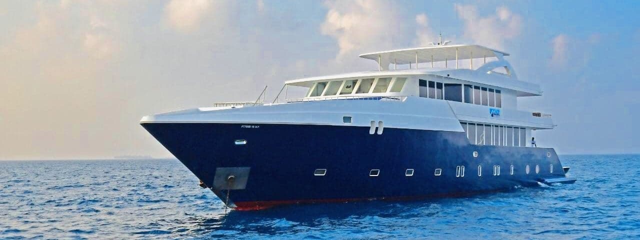 Blue provides Japanese-hosted trips through the Maldives, with dive sites featuring nurse sharks, macro critters, and vibrant coral gardens