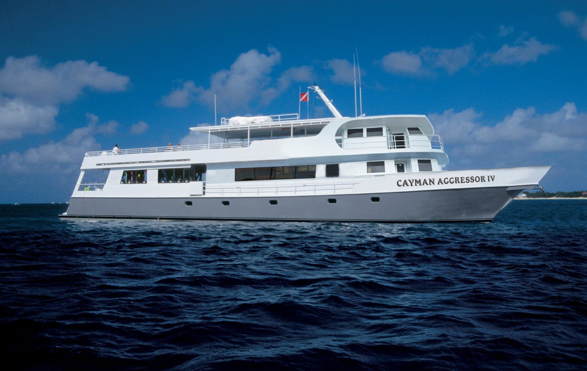 Cayman Aggressor IV hops between Grand Cayman, Little Cayman, and Cayman Brac, diving walls, wrecks, and reefs home to turtles, rays, and groupers