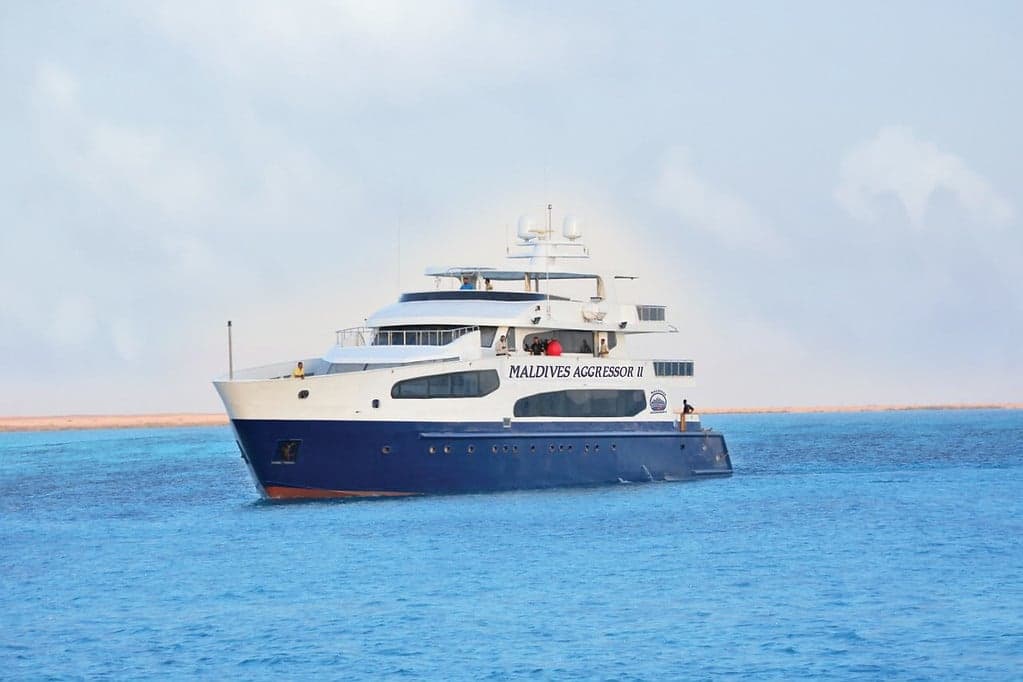 Maldives Aggressor II covers the central atolls with ease, diving into channels where mantas, reef sharks, and vibrant coral thilas define every itinerary