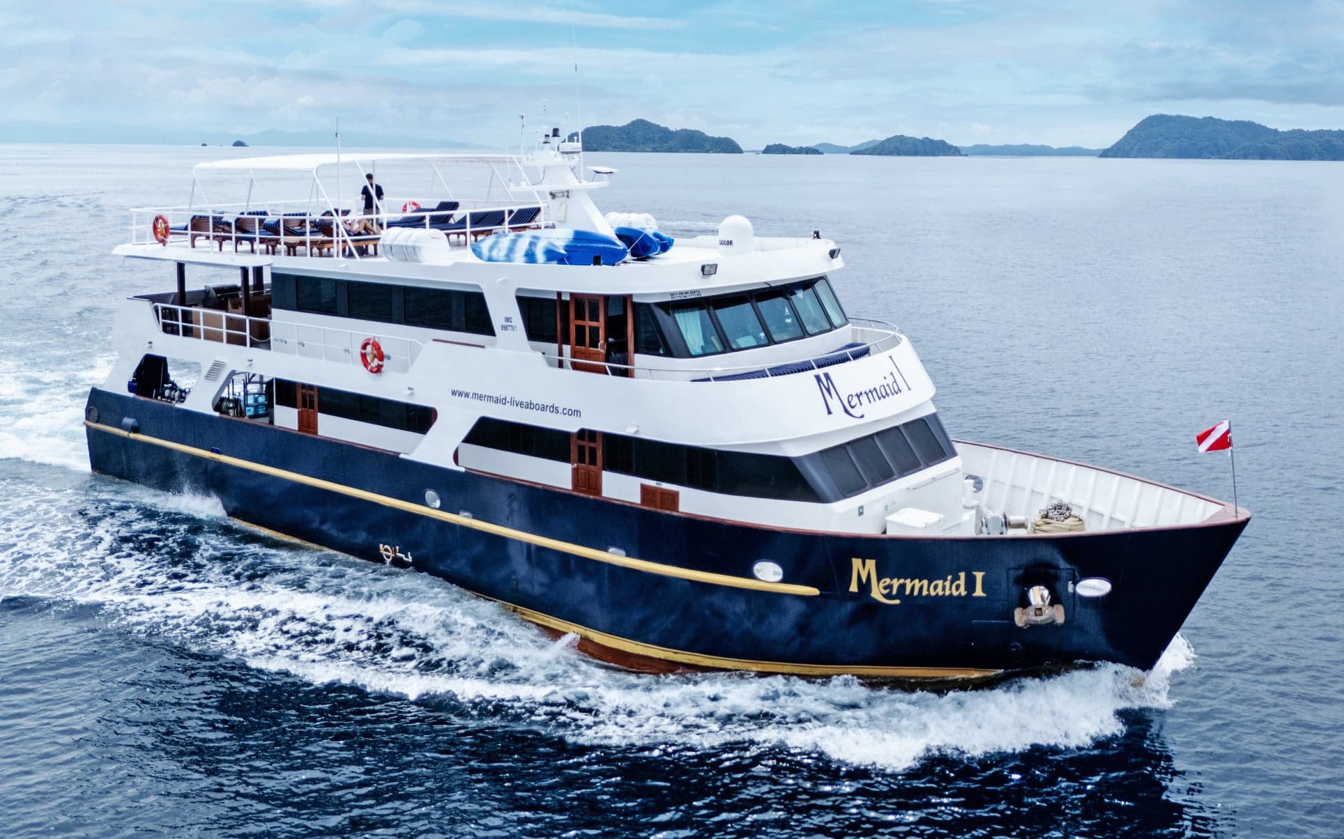 Spacious and sleek, Mermaid I sails to Raja Ampat and the Banda Sea, pairing luxury amenities with diving that includes hammerheads, macro hotspots, and pristine coral reefs