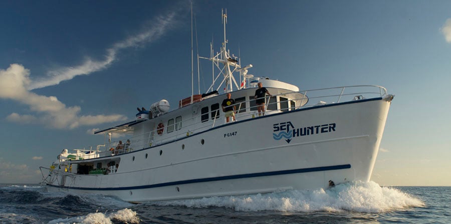 Sea Hunter pairs technical capability with high-comfort diving at Cocos Island. Its twin zodiacs, camera stations, and experienced crew make it ideal for pelagic seekers