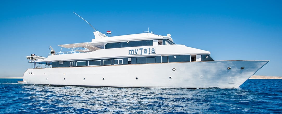 Built for technical diving but open to all, Tala explores Egypt’s deeper sites including Daedalus and Zabargad, where hammerheads and big blue walls take center stage