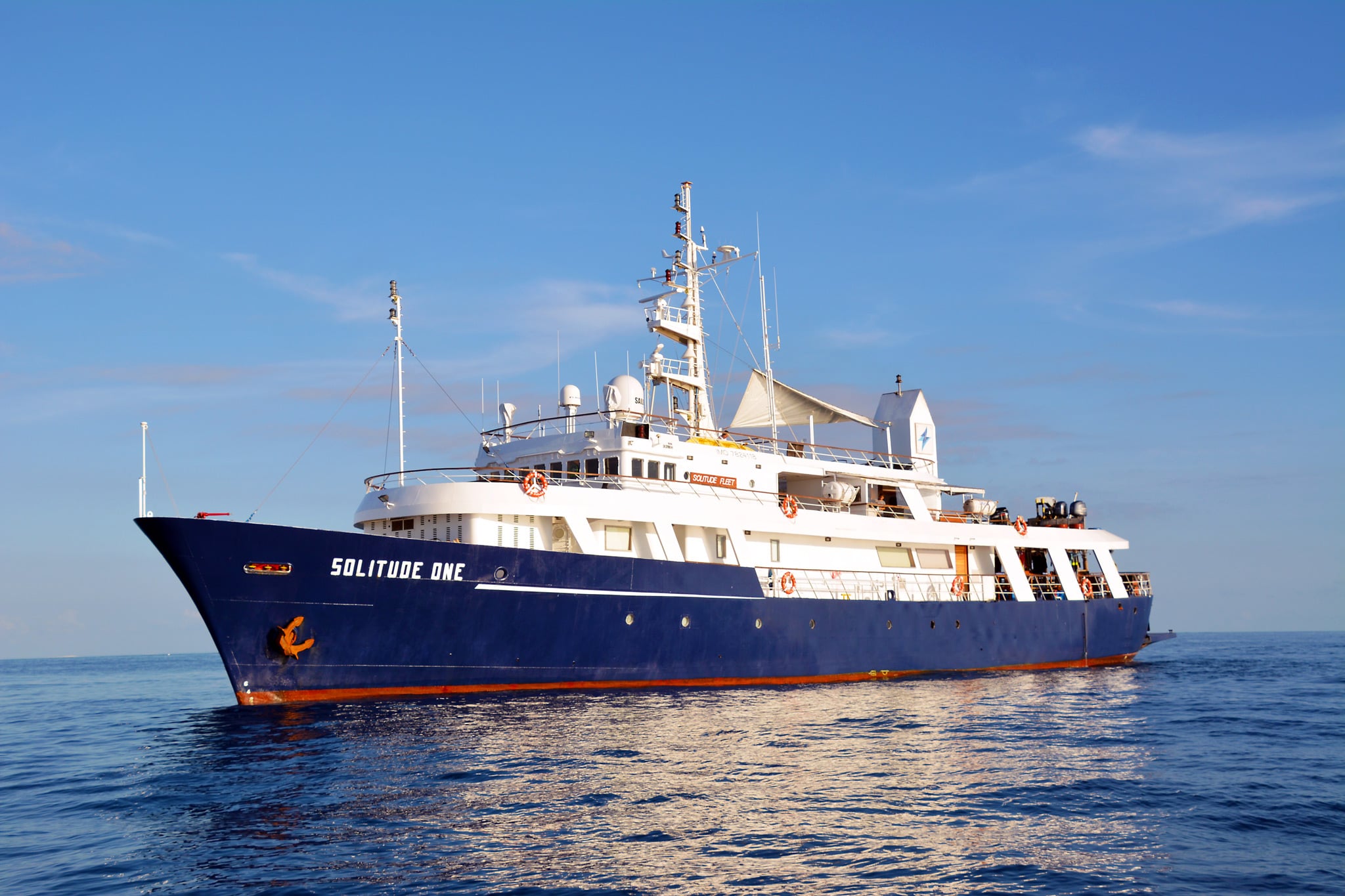 Solitude One shifts seasonally between Palau and the Philippines. Whether it's steep coral walls or WWII wrecks, this liveaboard delivers both biodiversity and comfort