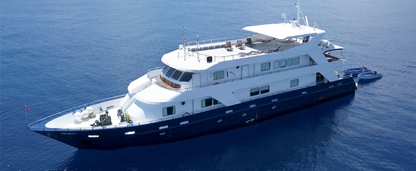 Infiniti combines comfort and wide-ranging Philippine itineraries, including Apo Reef and Tubbataha. The dive deck’s spacious layout suits both macro hunters and pelagic chasers