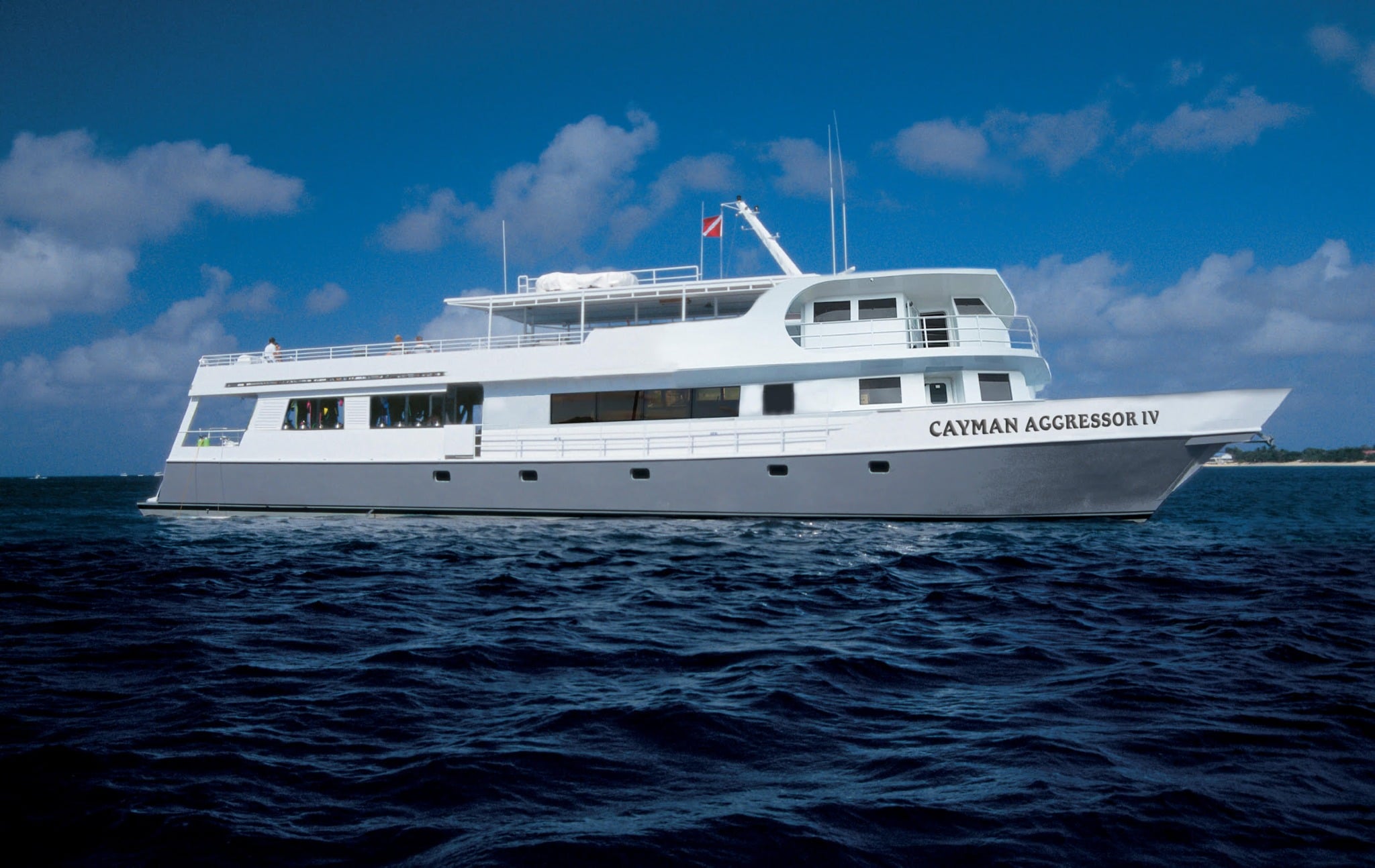 Cayman Aggressor IV hops between Grand Cayman, Little Cayman, and Cayman Brac, diving walls, wrecks, and reefs home to turtles, rays, and groupers
