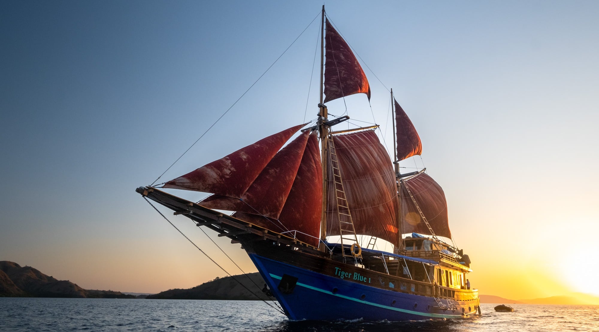 Tiger Blue is a traditional phinisi built for stylish private charters. Sailing through Komodo and the Spice Islands, her routes are all about personal service and remote reef diving