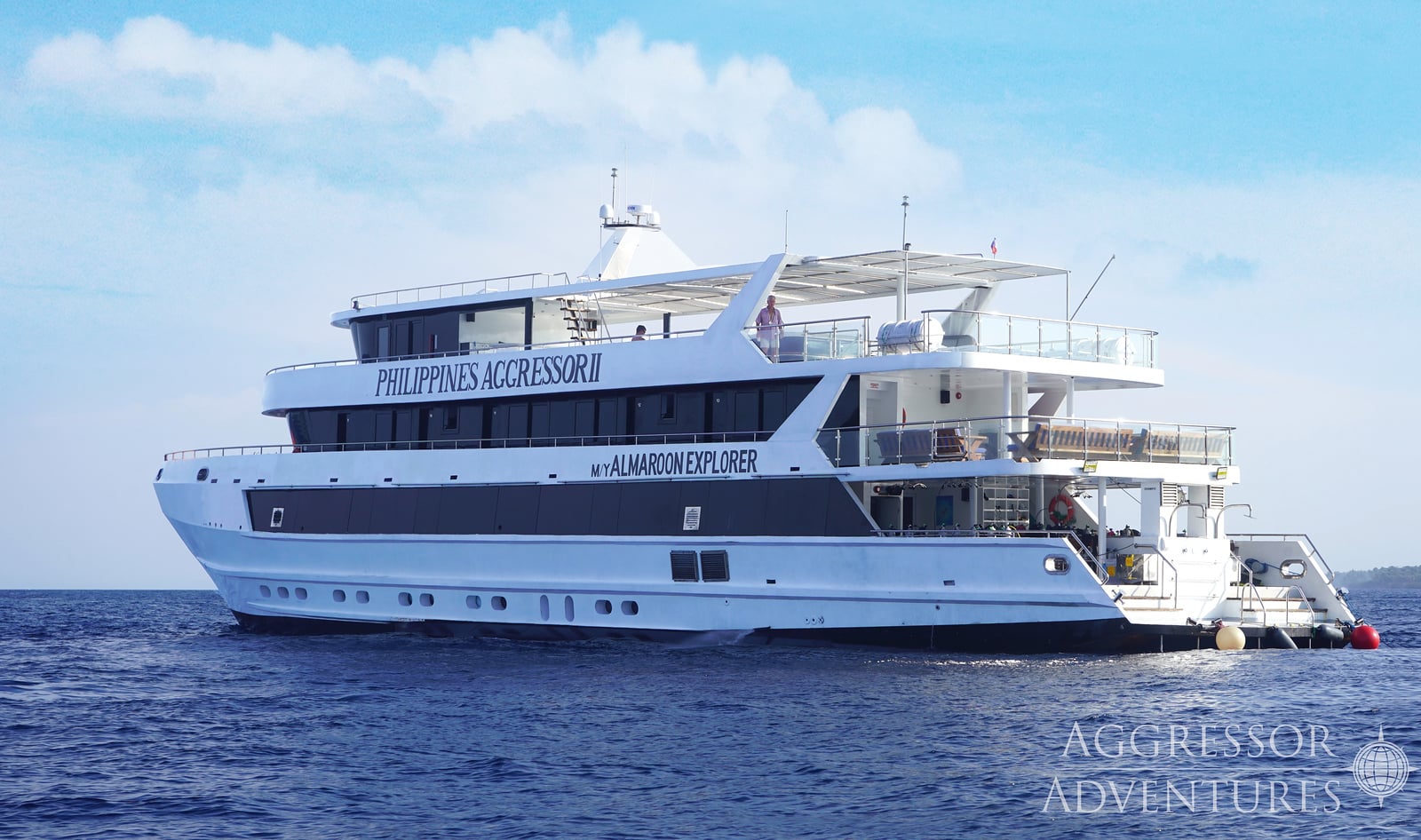 Philippines Aggressor II liveaboard visits Tubbataha Reefs Natural Park, where whale sharks, reef sharks, and pristine coral atolls deliver some of the country’s most iconic diving