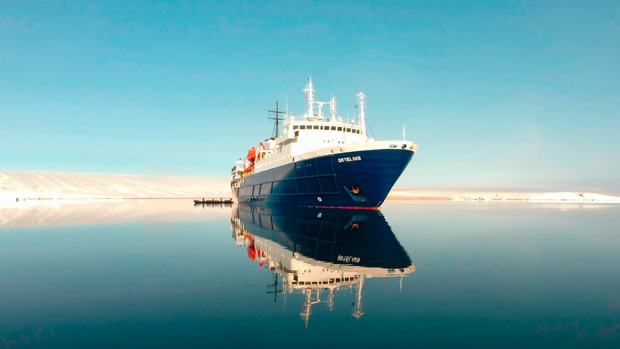 A ship built for exploration, Ortelius sails through the icy waters of Antarctica and the Arctic. Glacial landscapes, penguins, and polar bears are part of its regular itinerary
