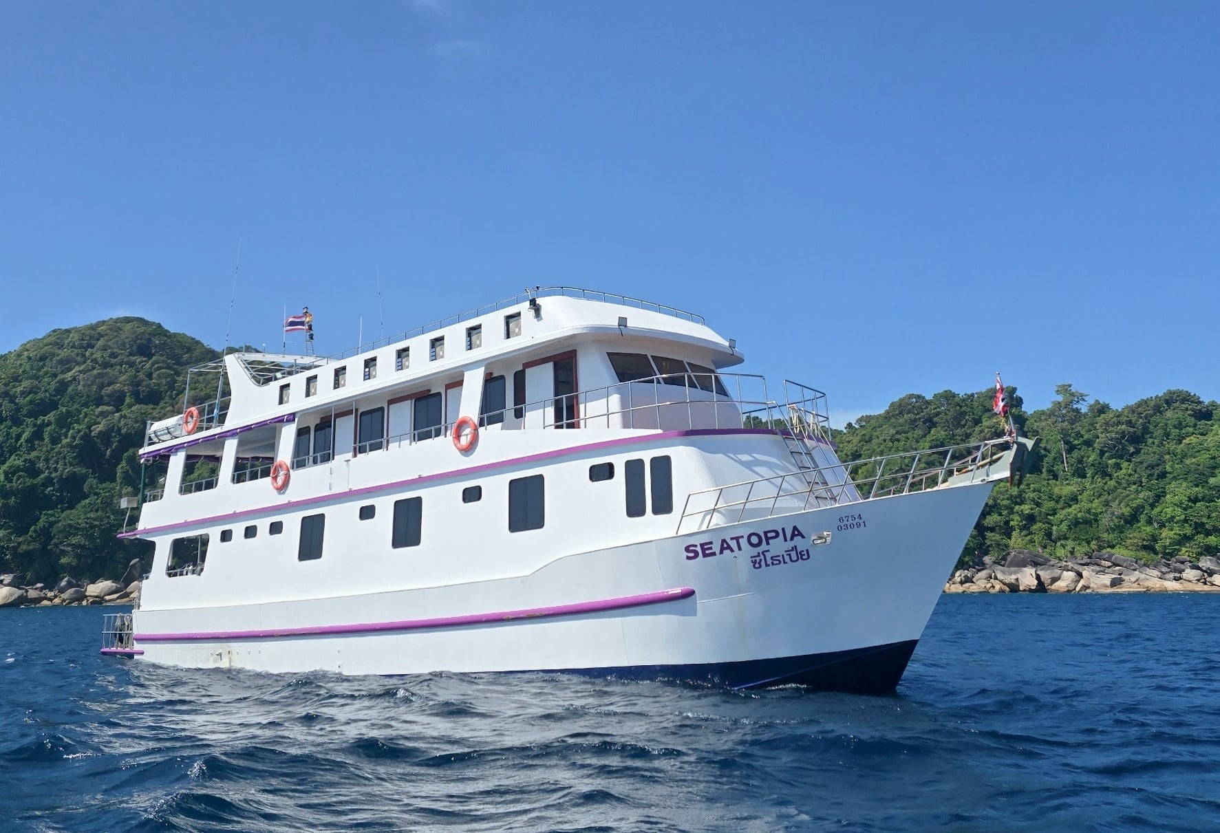 Seatopia liveaboard explores Thailand’s Similan and Surin Islands. Dive vibrant reefs, encounter whale sharks and leopard sharks, and enjoy small-group trips for a personalized experience.