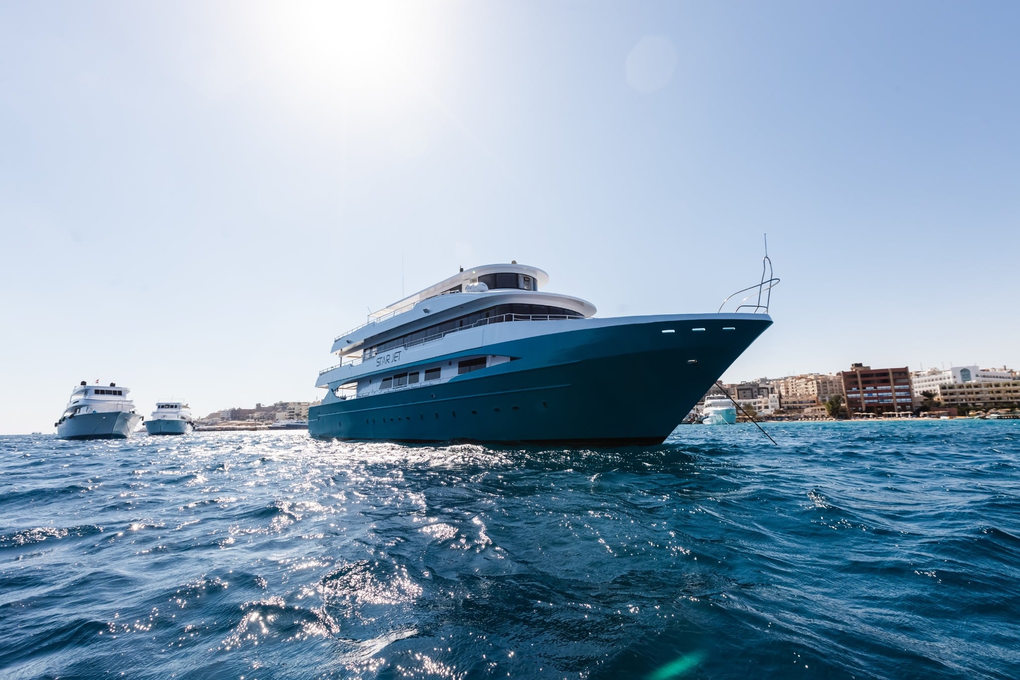 Star Jet explores Egypt’s Red Sea, diving the SS Thistlegorm wreck, Ras Mohammed, and the Brothers Islands. Encounter hammerheads, reef sharks, and pristine coral reefs