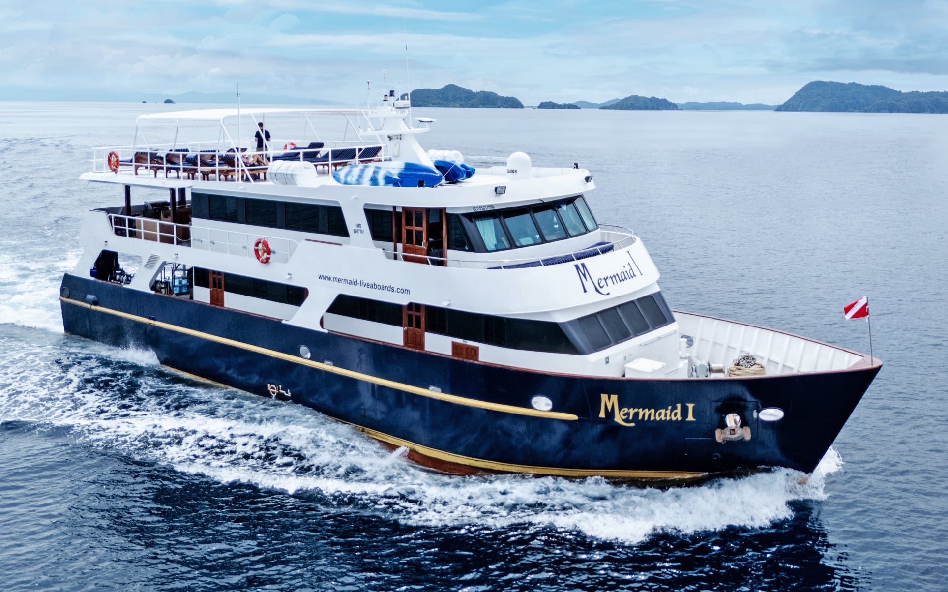 Spacious and sleek, Mermaid I sails to Raja Ampat and the Banda Sea, pairing luxury amenities with diving that includes hammerheads, macro hotspots, and pristine coral reefs