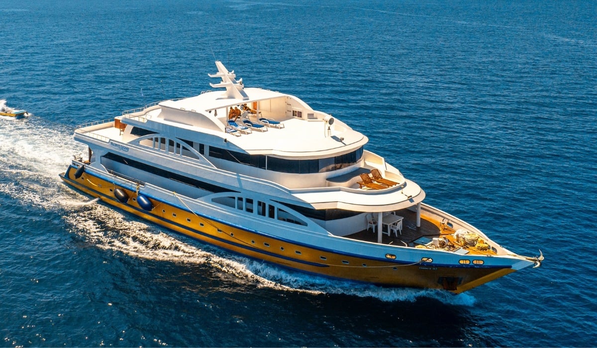 Maldives Legend Zen liveaboard is a 41m luxury dive yacht with 12 cabins and modern amenities. Cruise the Maldives in style and enjoy liveaboard diving with spacious decks, refined interiors, and expert crew support