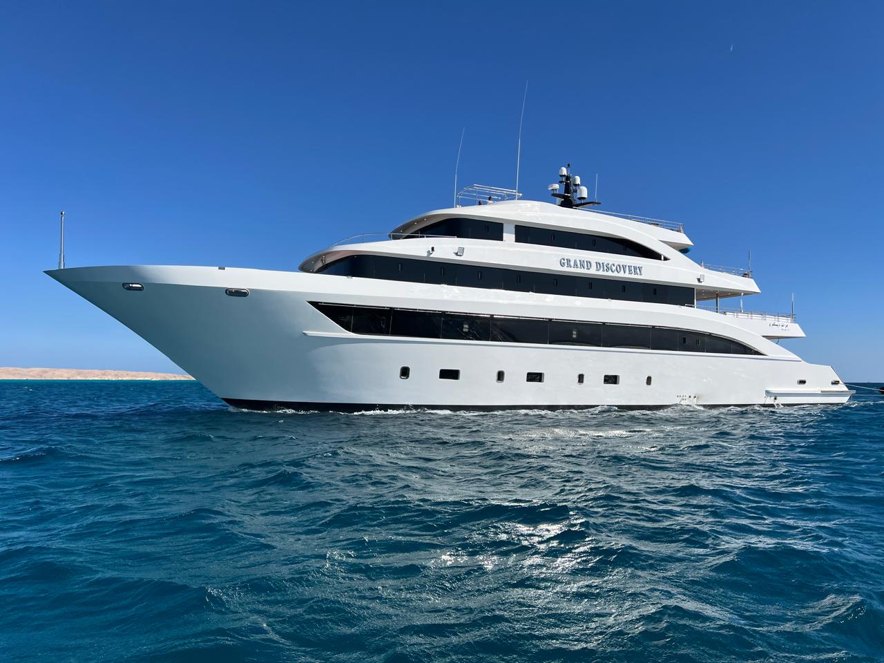 The MY Grand Discovery liveaboard presents a modern Red Sea platform designed around stability, space, and high-capacity diving operations. Built in December 2025, this 45-metre vessel acc...