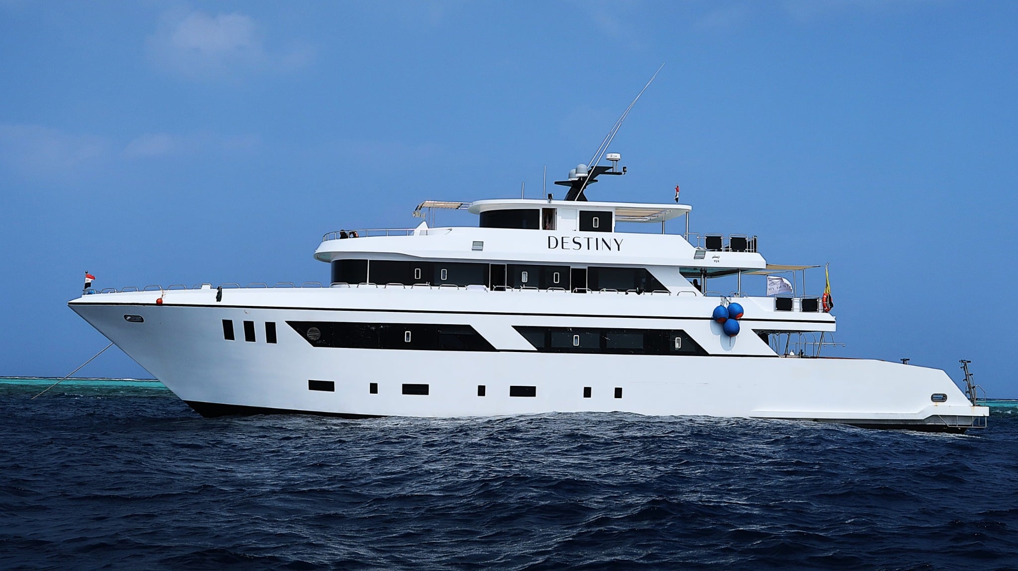 Destiny is a 37-metre vessel in Egypt built between 2021 and 2023, with a beam of 8 metres and accommodation for up to 21 guests across 10 cabins. Powered by two 900 hp MAN engines and sup...
