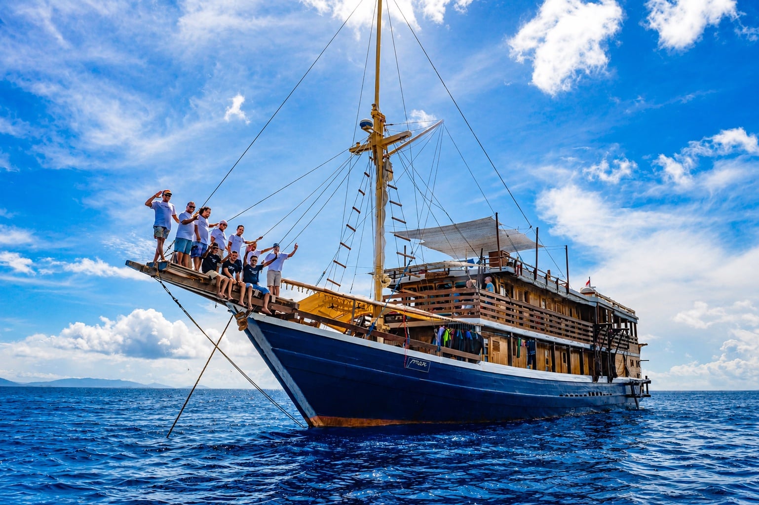 Mari liveaboard is a traditional Indonesian Phinisi built for divers who value space, comfortable accommodation, organized dive operations, and attentive service. Constructed from high-qua...
