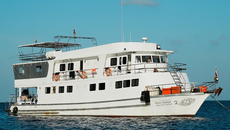 Krishna 2 liveaboard in Thailand explores the Similan Islands, Koh Bon, Koh Tachai and Richelieu Rock, with chances to dive with whale sharks and manta rays in the Andaman Sea